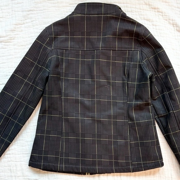 CB Sport Black Plaid Softshell Jacket Windbreaker Golf Athletic Spring Layer MED - Picture 5 of 8